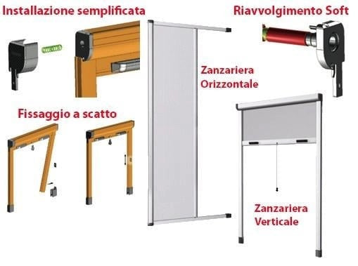 ZANZARIERE A RULLO STOP INSET CM.100X170 ZANZARIERA COLORI BIANCO O MARRONE