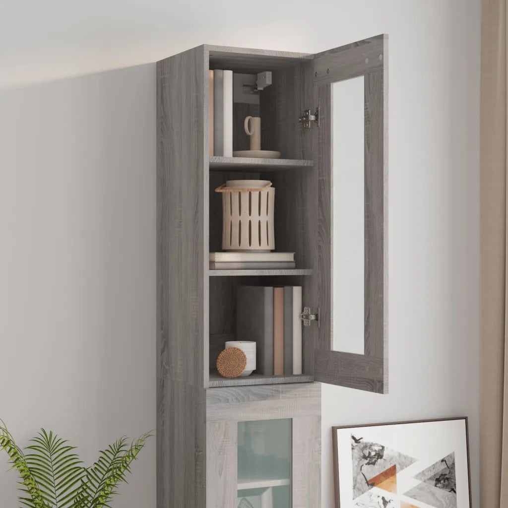 Armadietto Pensile a Parete Grigio Sonoma 34,5x34x90 cm cod mxl 27184