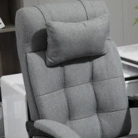Sedia da Ufficio Ergonomica Reclinabile, Sedia Direzionale con Schiena Alta, Poltrona Ufficio con Poggiatesta e Poggiapiedi Estraibile, 66x76x112-120cm, Grigio