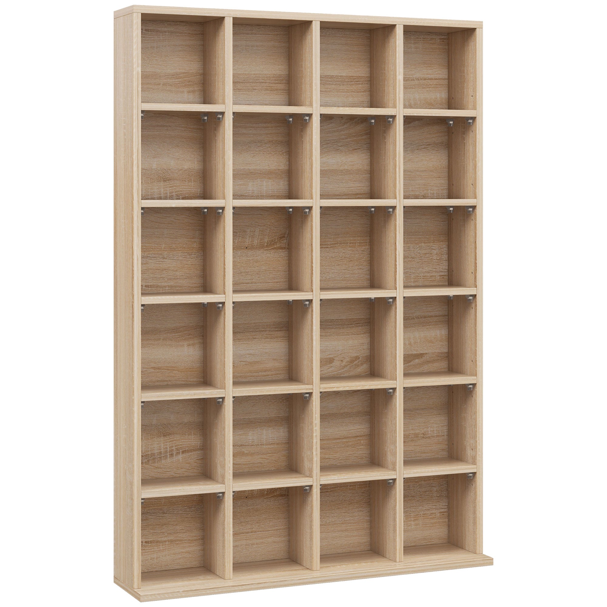 Mobile Porta CD 89x20x130.5 cm con Ripiani Regolabili per 456 CD o 336 DVD 24 Scomparti in Legno