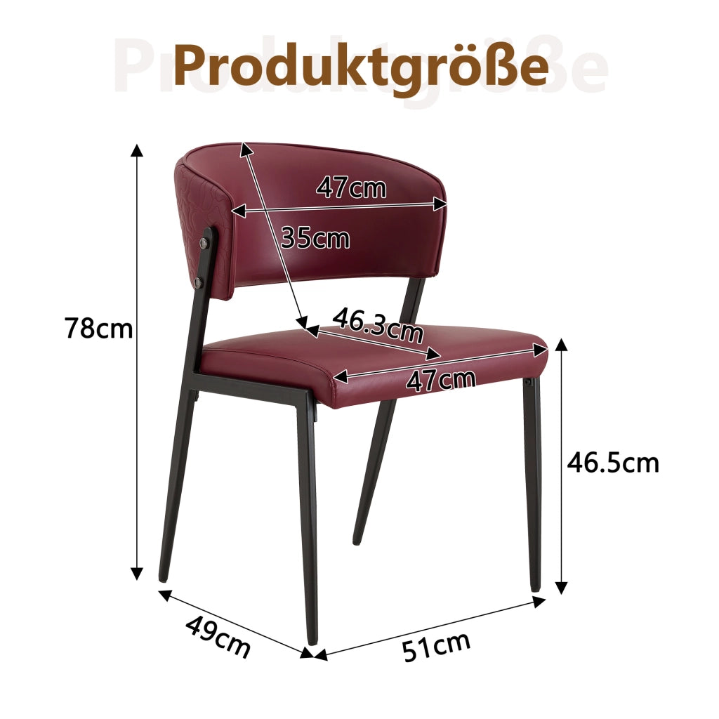 SEDIA DA PRANZO MODERNA IN PU ROSSO 78 CM CON STRUTTURA IN METALLO