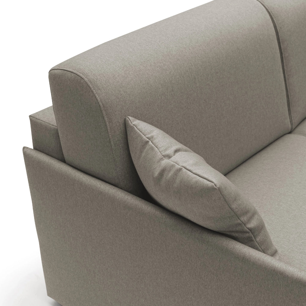 Evans Divano letto angolare con penisola in morbido tessuto impermeabile T13 252 cm Sinistro (mat. 140x197)  tortora