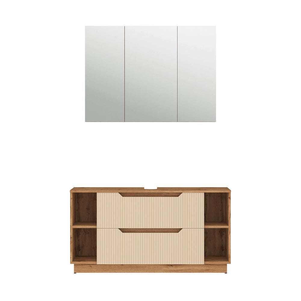 Vicco Set di mobili da bagno Rovere/cashmere a righe 2 parti