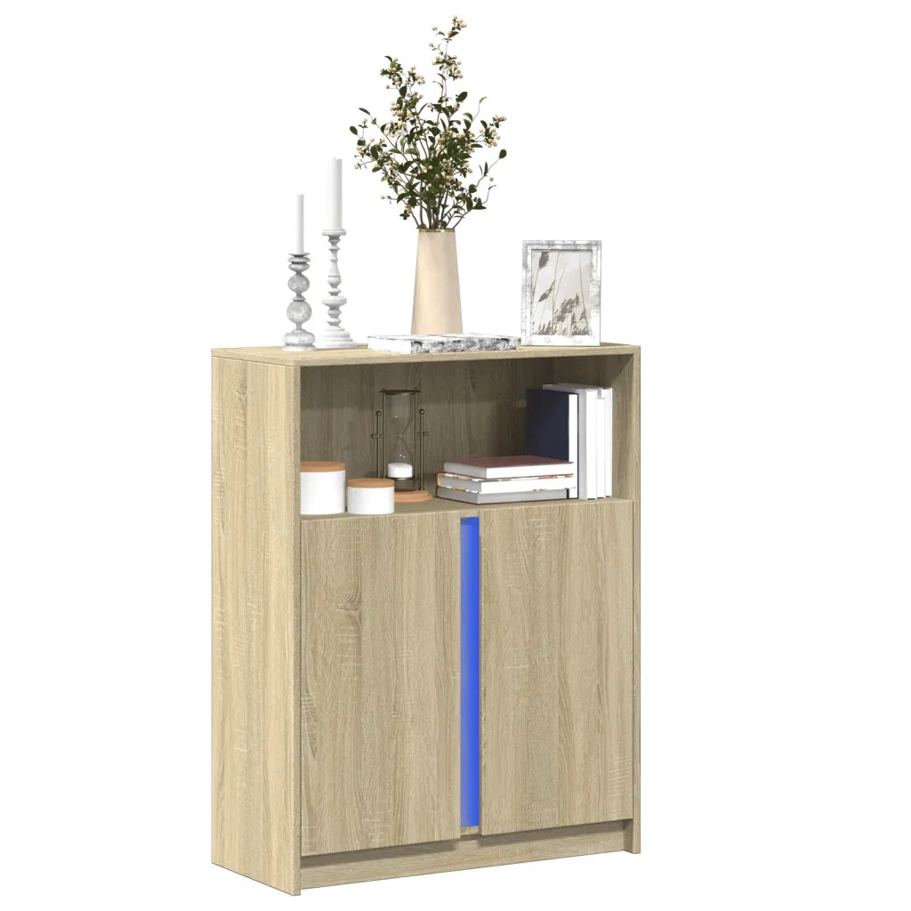 Credenza con LED Rovere Sonoma 77x34x100cm in Legno Multistrato 852147