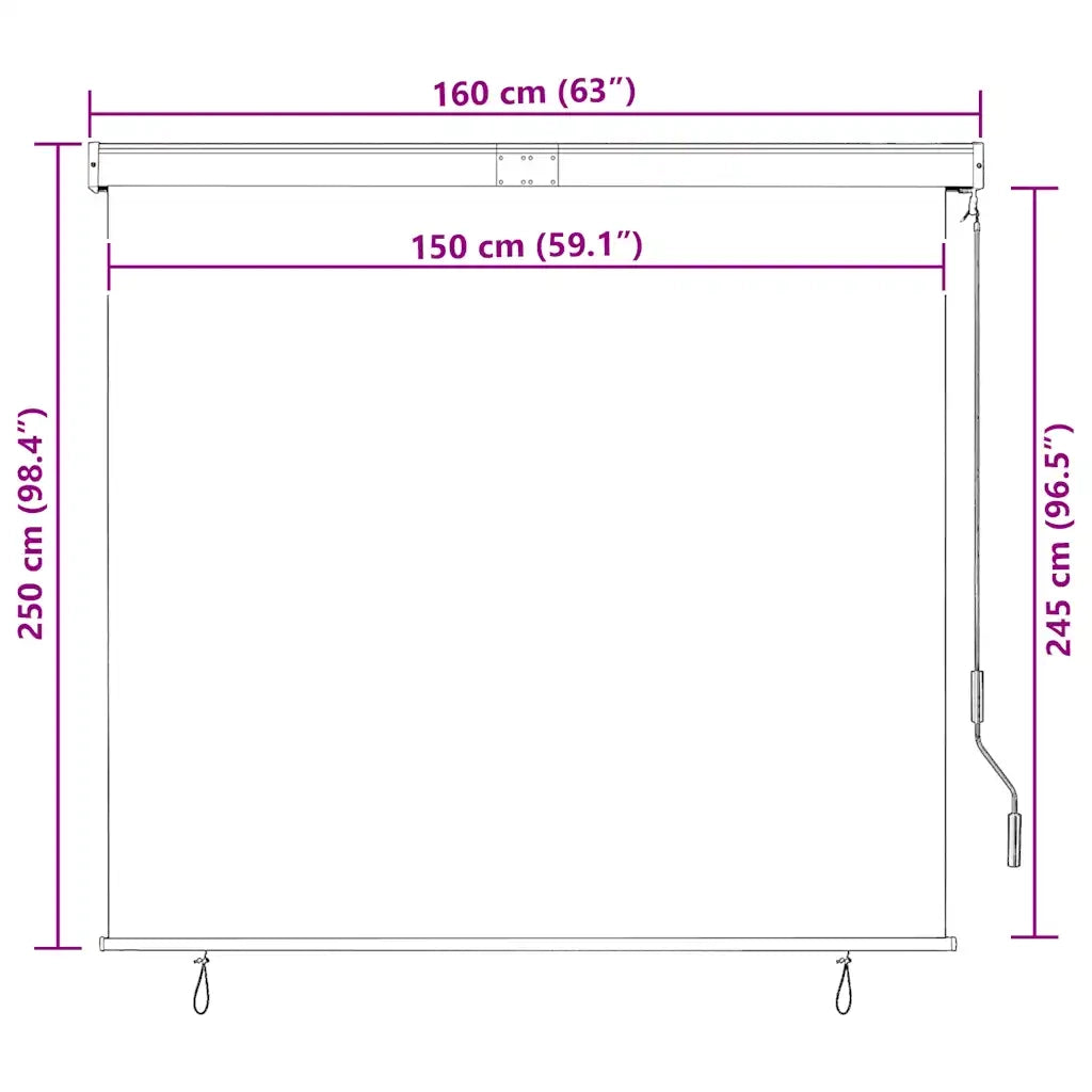 Tenda a rullo | Tenda avvolgibile per Esterni 160x250 cm Bianca e Arancione