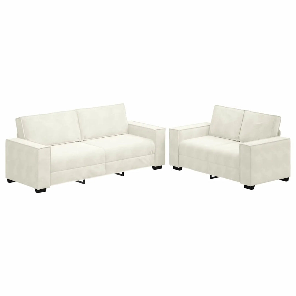 Set di Divani 2 pz con Cuscini Crema in Velluto 3324708