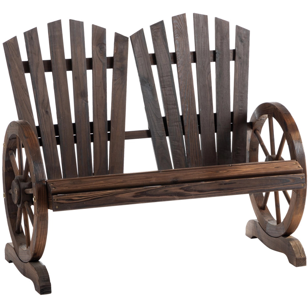 Panchina da giardino 2 posti in legno marrone scuro 108 x 66 x 95 cm