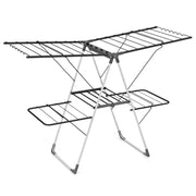 Stendibiancheria pieghevole 141 x 83,5 x 55 cm grande capacità 33 barre di asciugatura design moderno in metallo argento e grigio 20_0013733