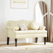Panca Chesterfield-Sgabello-Divano Crema 120,5 x 65 x 75 cm Pelle Sintetica