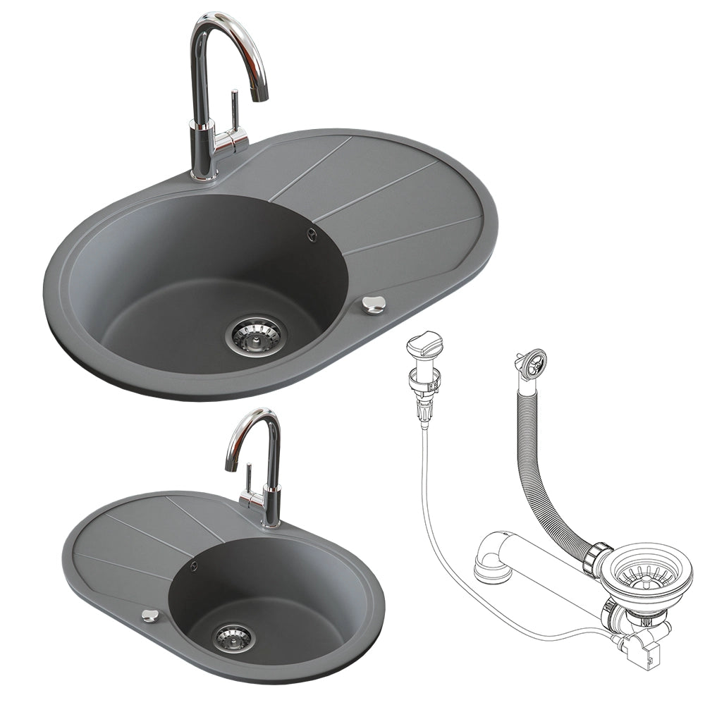 Bergström Lavello Grigio 78 x 50 cm Rotondo con posto per asciugare