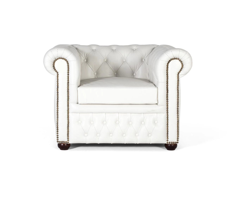 Poltrona Chester monoposto rivestita in pelle naturale