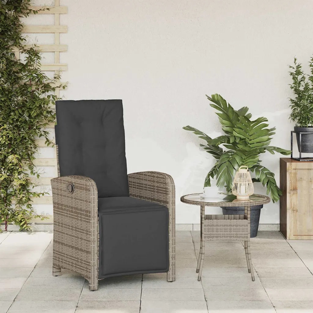 Sedia Reclinabile da Giardino con Poggiapiedi Grigia Polyrattan 365187