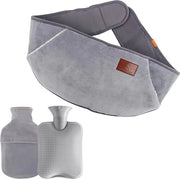 Bottiglia di acqua calda a cavo - bottiglia di acqua calda in gomma 1 litro con rivestimento morbido - rivestimento morbido per collo, spalle, schiena, gambe - grigio
