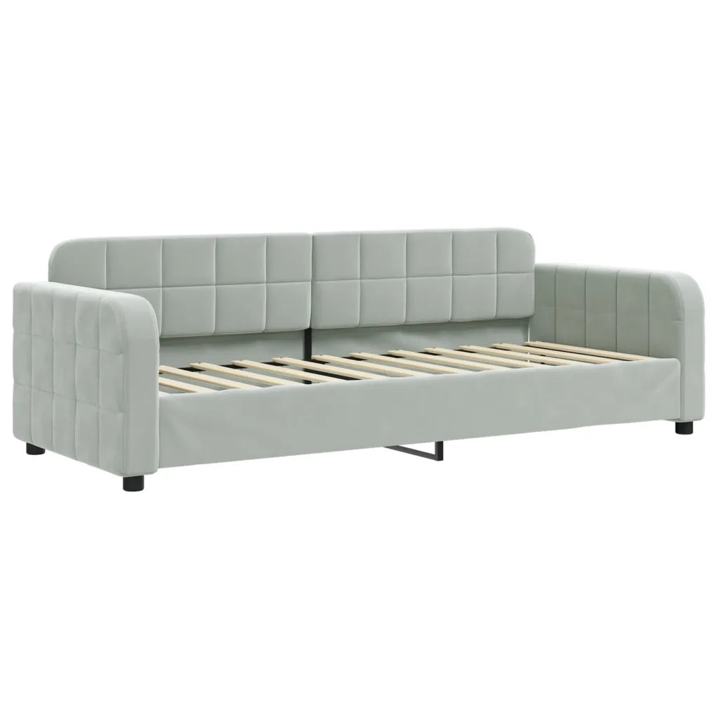 Divano letto | Sof¨¤ letto | Letto singolo Estraibile Cassetti Grigio Chiaro 80x200cm Velluto