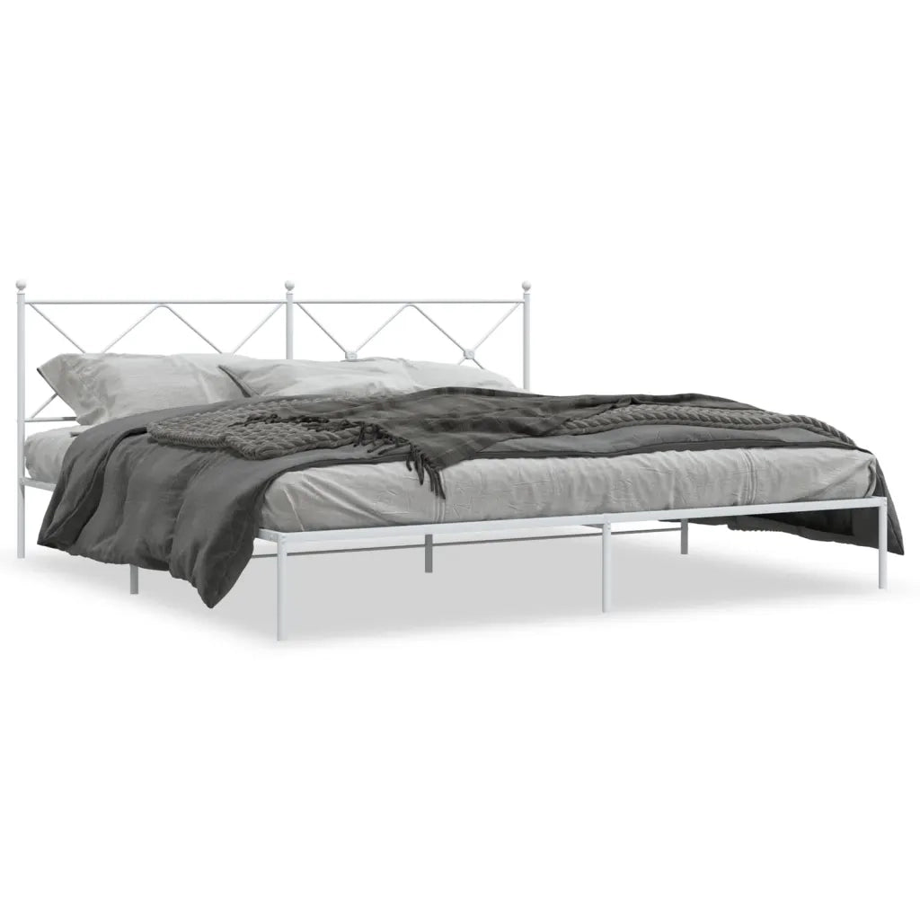 Giroletto con Testiera-Struttura Letto con testiera Metallo Bianco 200x200 cm 618559