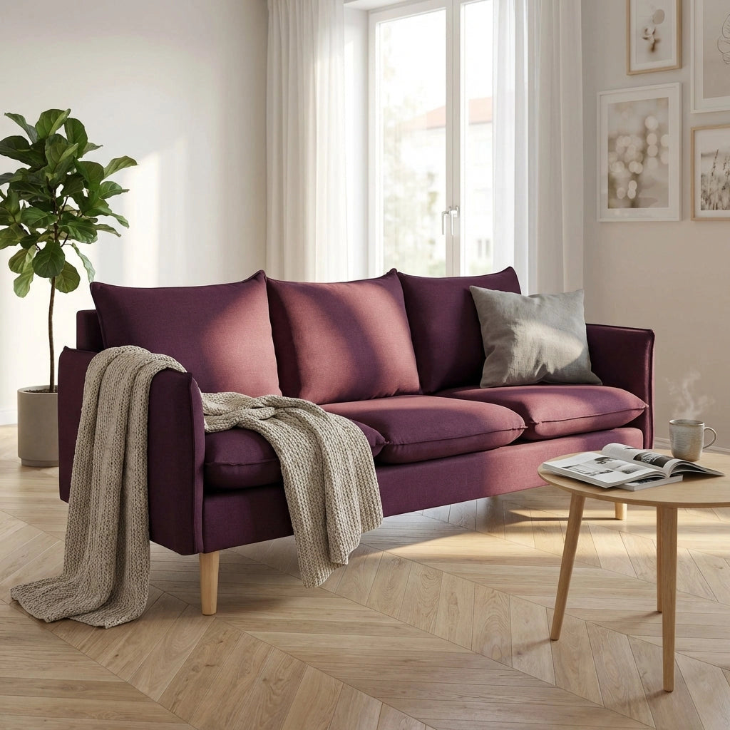 Divano 3 posti stile scandinavo in Tessuto cm 188x82x84 - LEO
