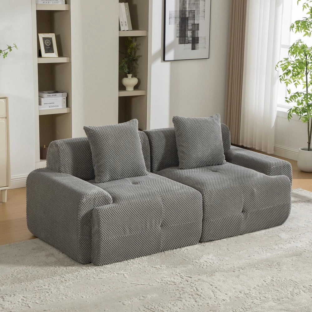 Divano Modulare in Tessuto Chenille ¨C MINIMAL ¨C Grigio, Morbido, Antimacchia