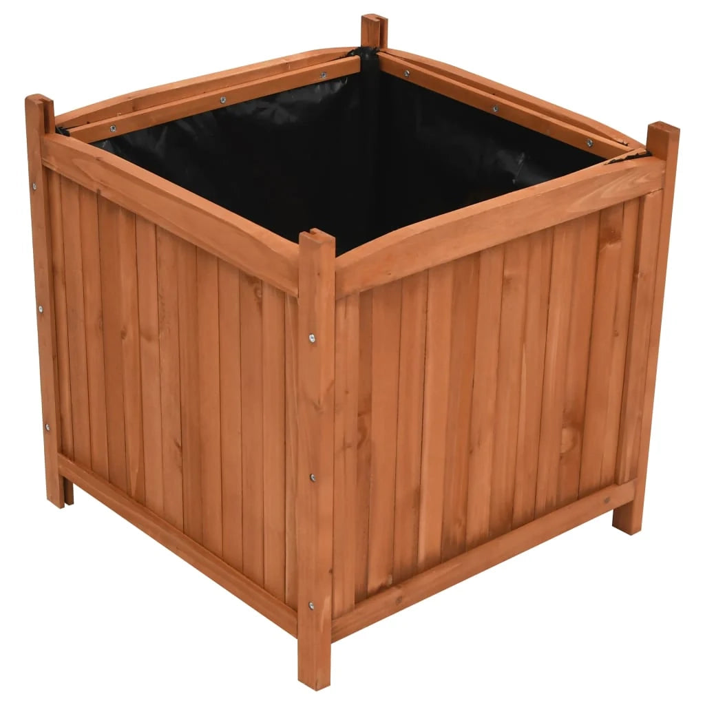 Set di 2 fioriere rialzate 50 x 50 x 50 cm in legno di abete marrone 02_0000887
