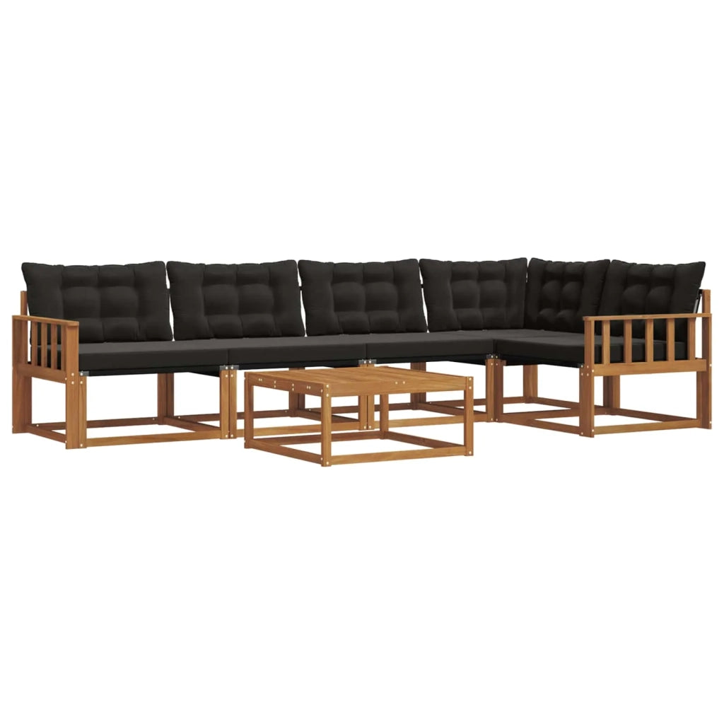 Set di divani da esterno con cuscino 6 pcs Naturale e Nero 3369479