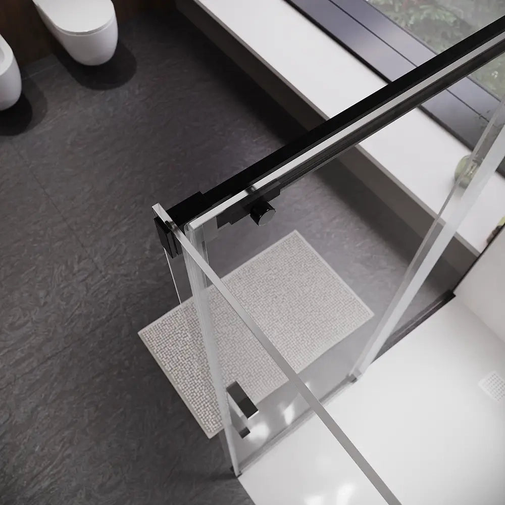 Box doccia 90x130 cm scorrevole vetro 8mm trasparente profili nero opaco h195cm | Antille