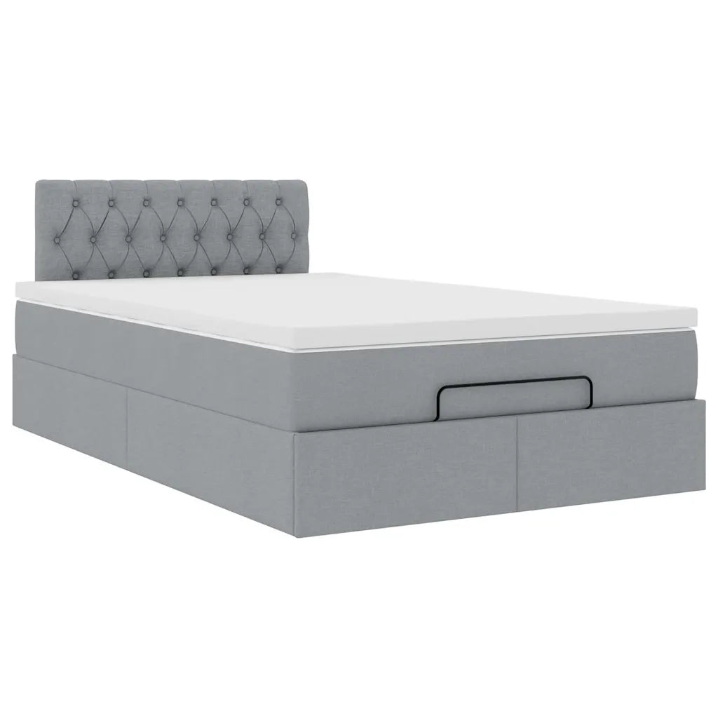Pouf Letto con Materasso Grigio Chiaro 120x200 cm in Tessuto 3312381