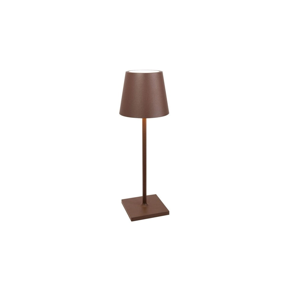 Zafferano Lampada a led da tavolo Poldina L Desk Corten ricaricabile e dimmerabile con batteria fino a 12 ore