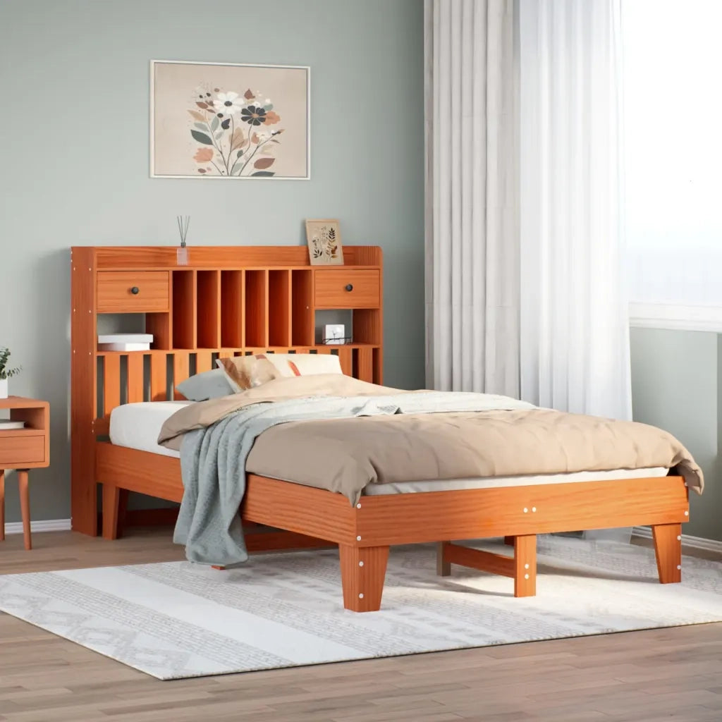 Letto senza Materasso Marrone Cera 135x190 cm in Legno di Pino 3308860