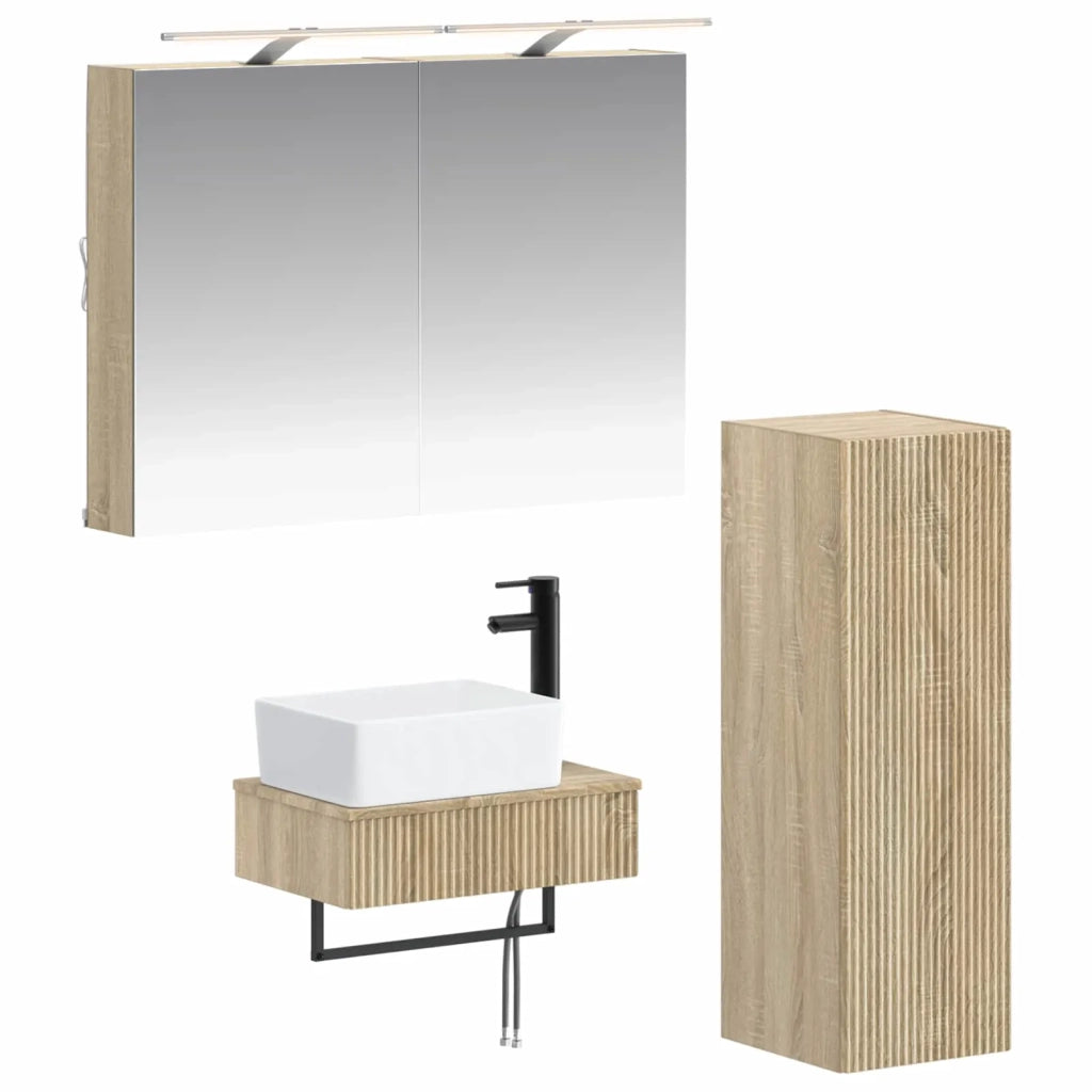 Set di Armadi da Bagno 4 pz Rovere Sonoma Legno ingegnerizzato 3407385