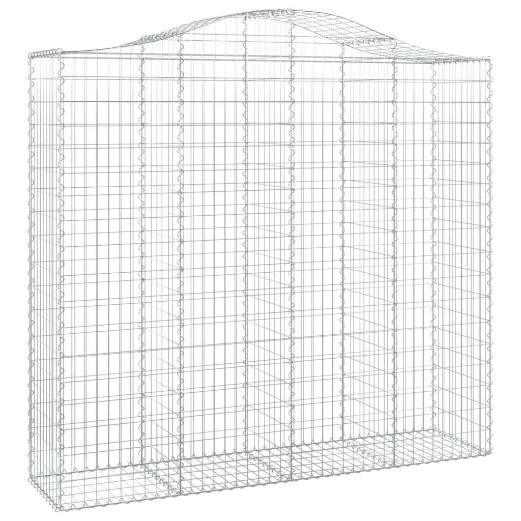 Cestini gabbioni recinzione a gabbia muro di contenimento ad arco 3 pezzi 200 x 50 x 180/200 cm ferro zincato argento 02_0040751