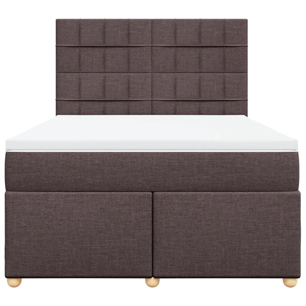 Giroletto a Molle con Materasso Marrone Scuro 160x200cm Tessuto