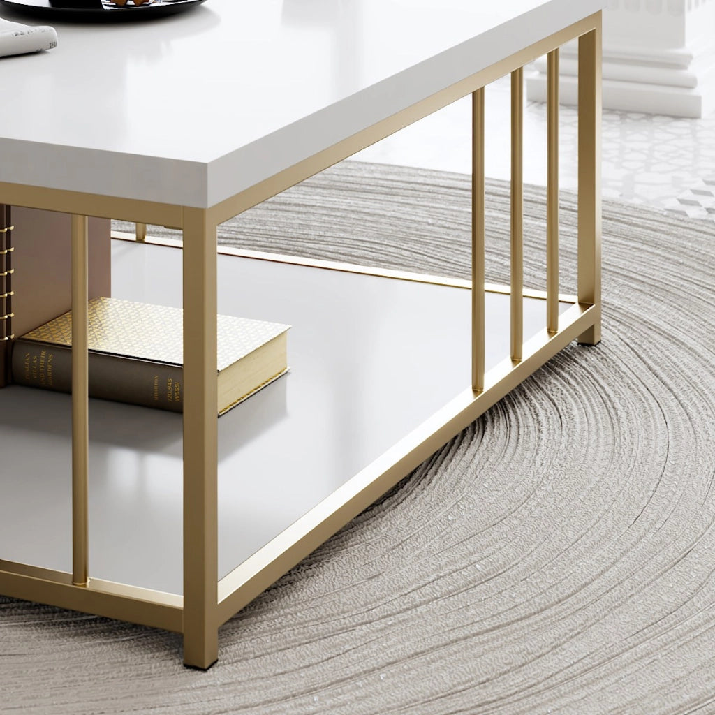 Tavolino in legno "Zenn" - 90 x 39 x 40 cm - Oro bianco