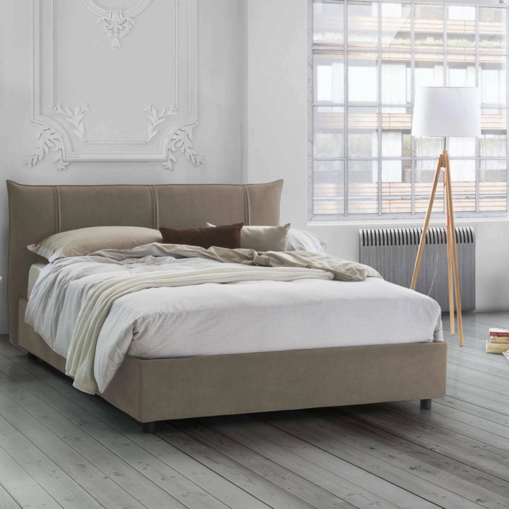 Letto Matrimoniale Almond, Letto Matrimoniale Materasso Incluso Made in Italy, Grigio Tortora\