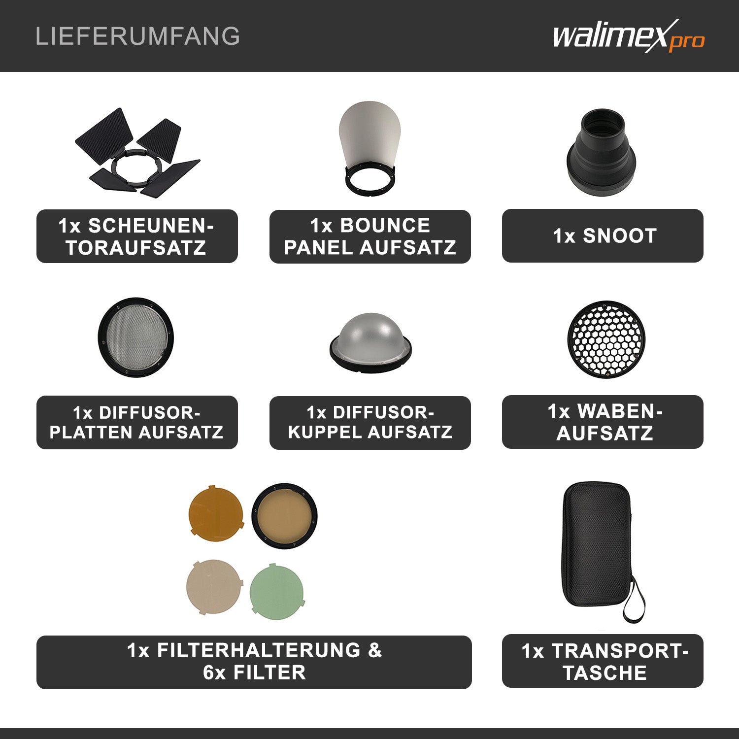 Mover 200 Kit di accessori - Set di 13 pezzi per la modellazione della luce per risultati flash personalizzati