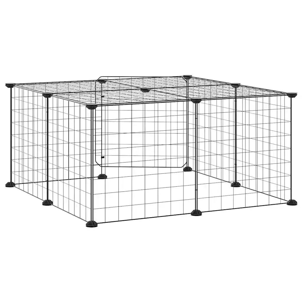 Gabbia per Animali 12 Pannelli con Porta Nero 35x35 cm Acciaio 3114051