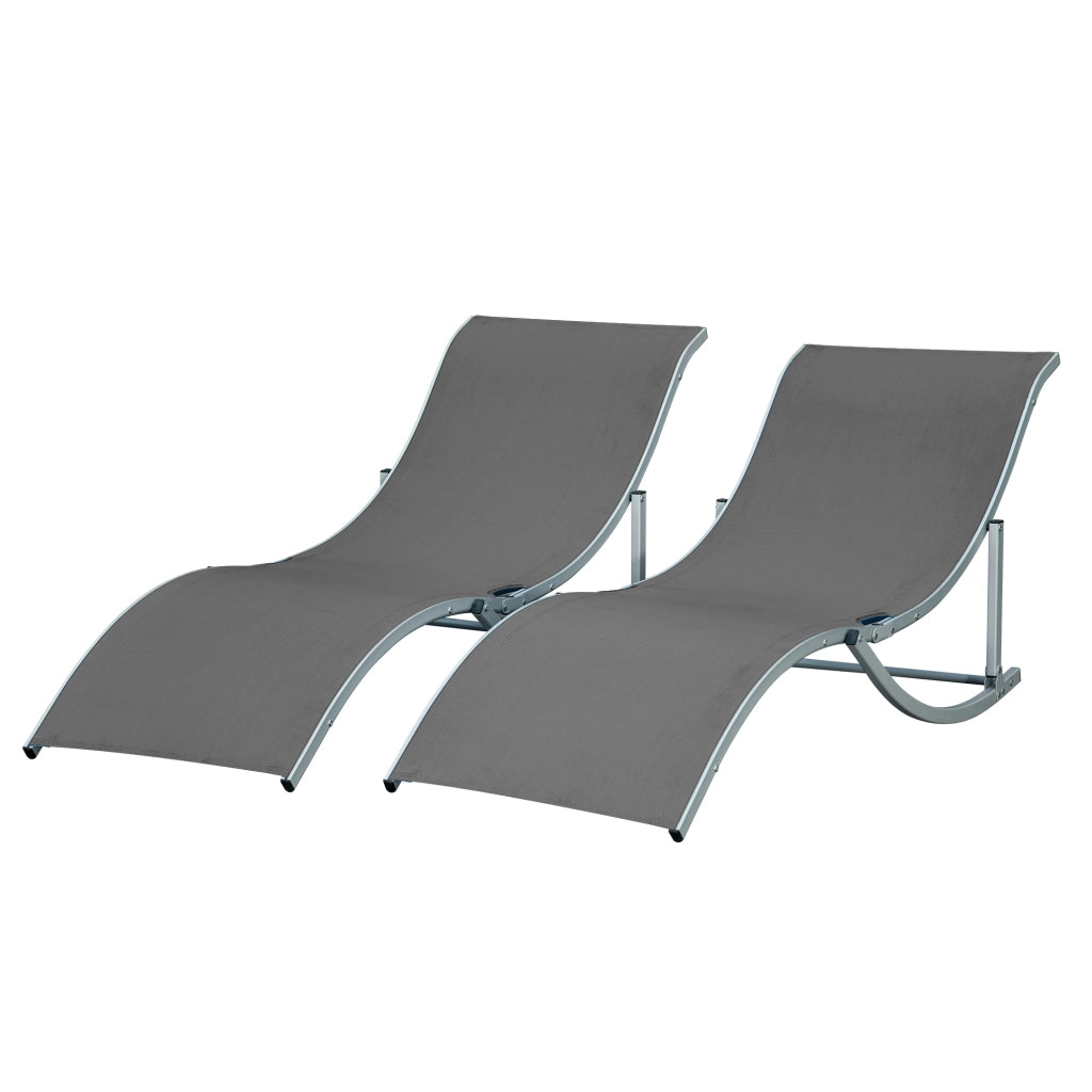 Set 2 Lettini da Giardino ¨C zephmum ¨C Grigio Scuro Textilene Alluminio 165x61x63 cm
