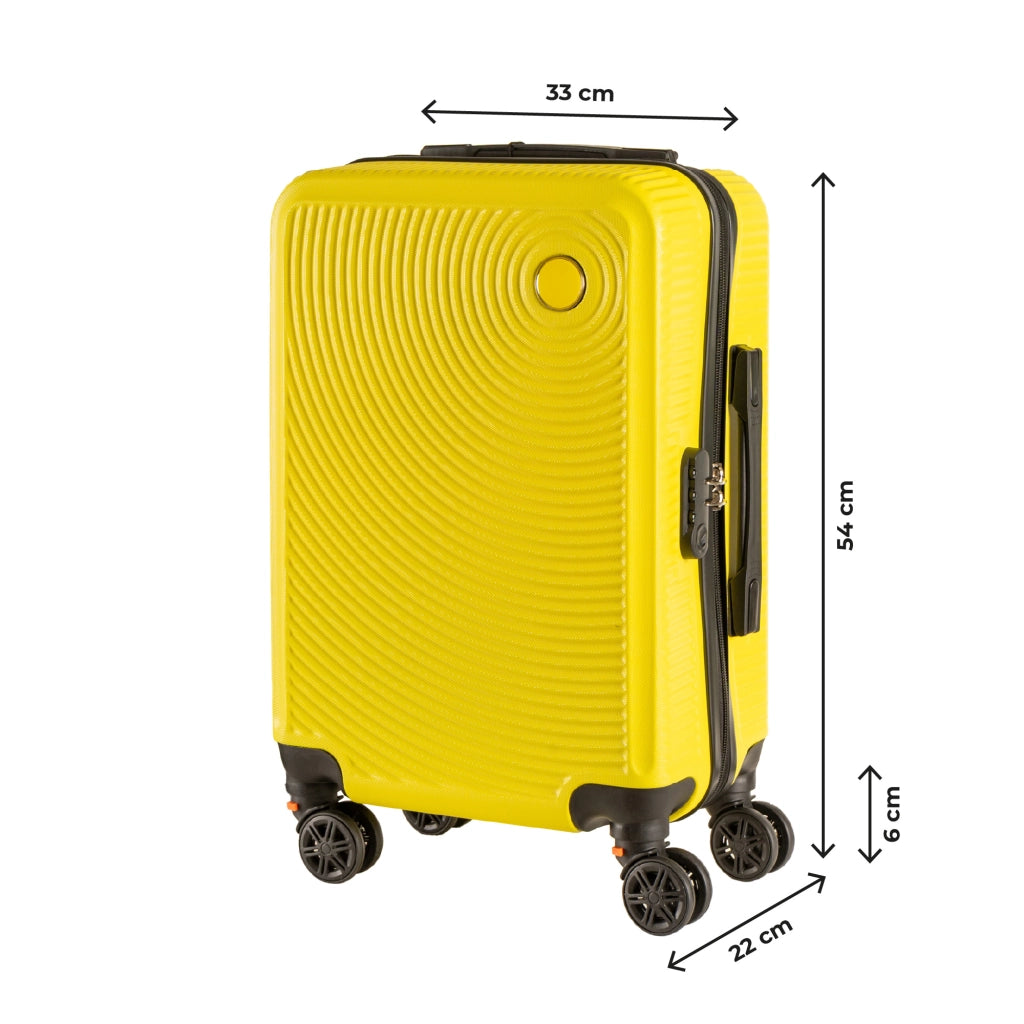 Trolley Bagaglio Mano Rigido 54x33x22 Piccolo Ultraleggero Valigia In Abs Con 4 Ruote Rimovibili Manico Chiusura Di Sicurezza Per Compagnie Low Cost Economy Zaino Da Viaggio Giallo