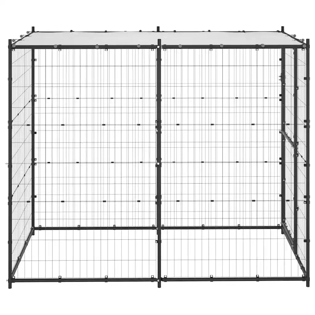 Gabbia per Cani da Esterno in Acciaio con Tetto 110x220x180 cm 150795