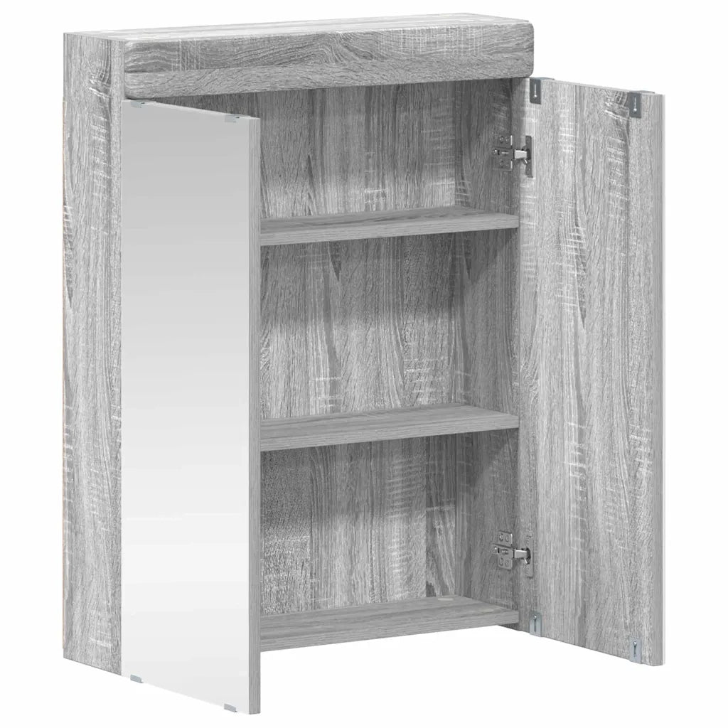 Mobiletto per specchio da bagno con porta TULUM Grigio Sonoma 880367