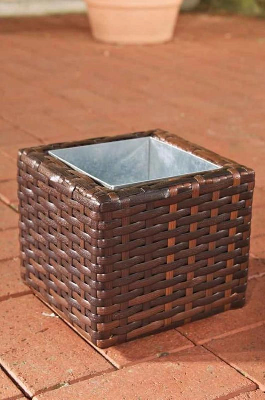 Portavaso Da Esterno Laura In Polyrattan marrone-meliert