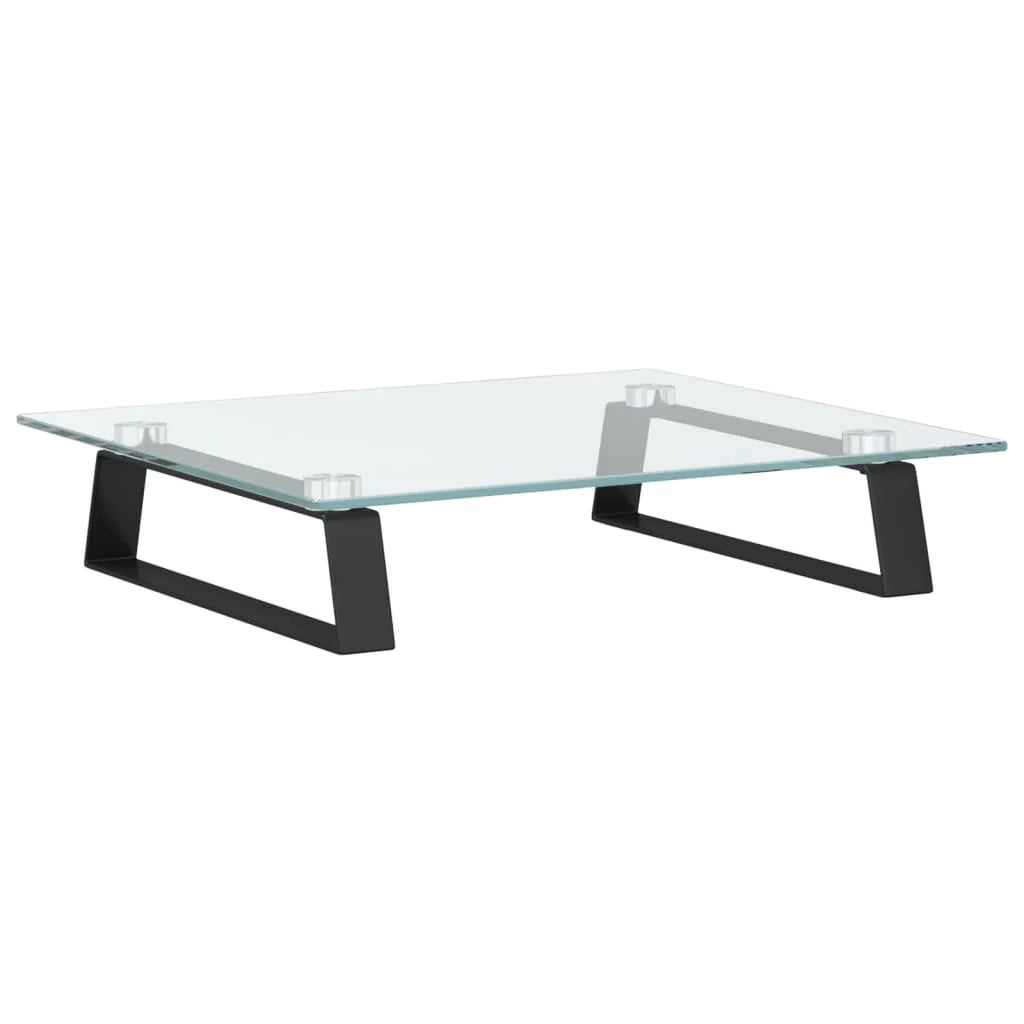 Supporto per monitor mobile da scrivania 40 x 35 x 8 cm vetro temperato e metallo nero 02_0044862
