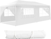 Gazebo da Giardino, 3 x 6 m, con 4 Pareti Laterali Rimovibili, Portatile, con Borsa per il Trasporto, Gazebo e Tenda da Giardino, per Feste, Matrimoni, Bianco