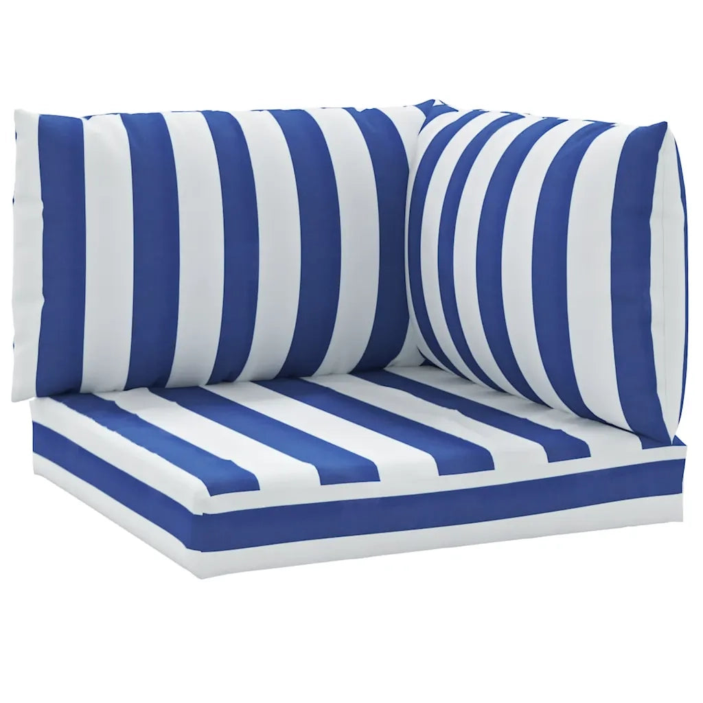Cuscini per Pallet 3 pz | Cuscini per sedie Strisce Blu e Bianche Tessuto Oxford