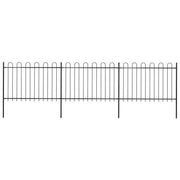 Recinzione da Giardino con Parte Superiore ad Anello in Acciaio 504x120 cm Nera 277667