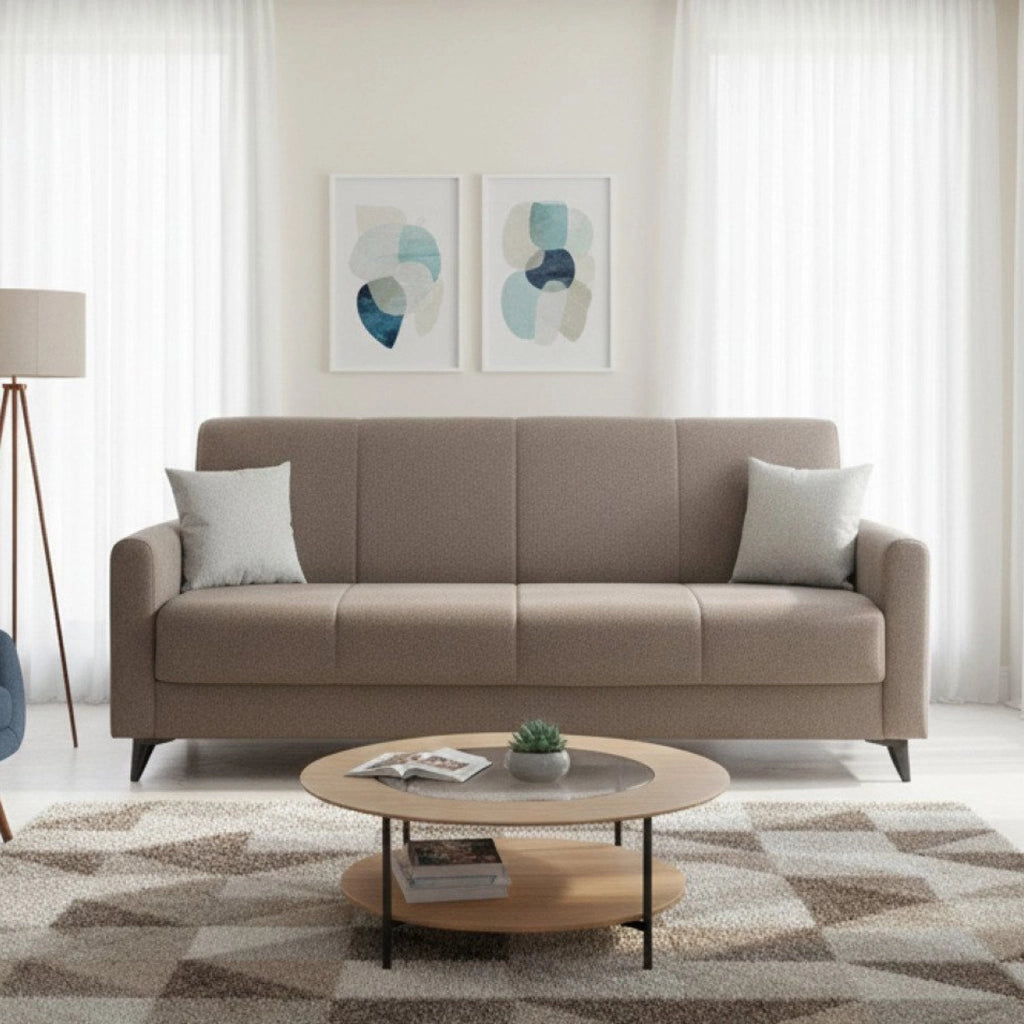 Mulazzo, Divano Letto 3 Posti Contenitore, 220x90 cm Marrone