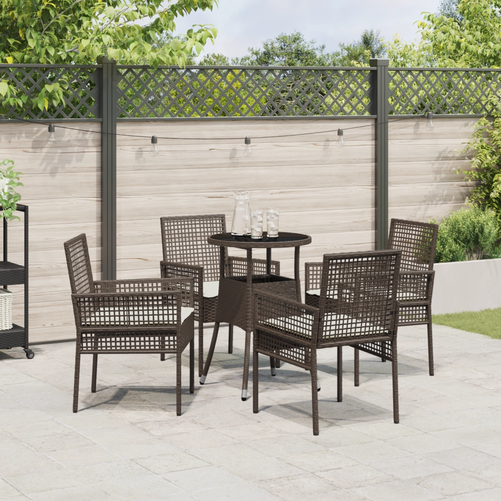Set da Pranzo da Giardino 5 Pezzi Marrone Polyrattan