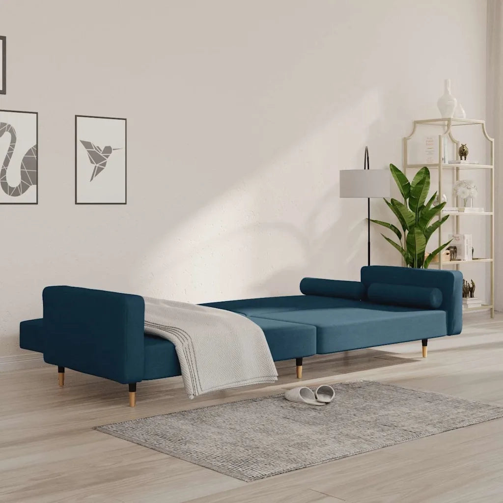 Divano letto | Sof¨¤ letto | Letto singolo a 2 Posti con 2 Cuscini Blu in Velluto