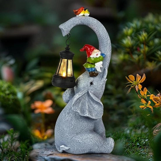 Decorazione di Olifante con Lampada a Soffitto Solare per Giardino e Terrazza - Lampada a LED Resistente alle Intemperie per Giardino e Terrazza