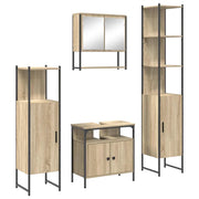 Set di mobili per il Bagno | Armadio da bagno con lo scaffale 4 pz Rovere Sonoma
