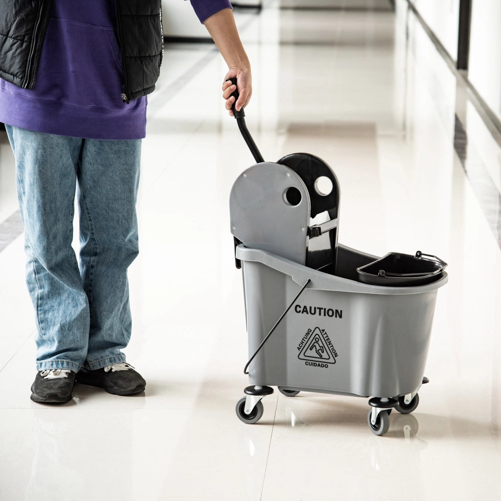 Carrello per Pulizie con Secchi Separati e Sgocciolatoio ¨C Zephmum ¨C Grigio 54x41x91,5cm