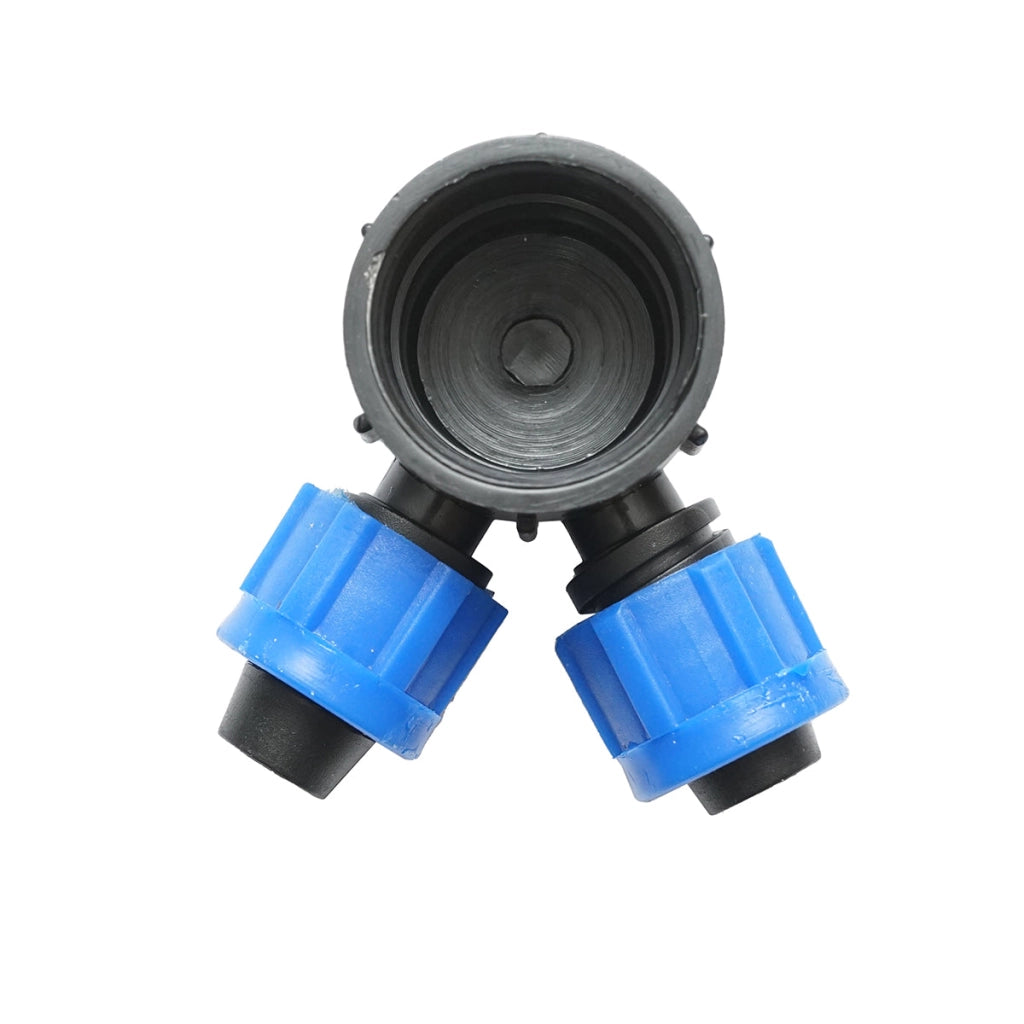 Distributore di connessione per tubo e tubo di gocciolamento da 16mm con 2 teste per sistemi di irrigazione